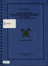 Laporan eksplorasi bijih nikel daerah P. Bahubulu (KW.99STP057), Mandiodo (KW.99NP001), TJ. Boenaga (KW.99STO058),  dan P. Maniang Propinsi Sulawesi Tenggara: PKL No.0400.0.06.700