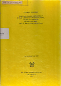 Laporan Kegiatan Eksplorasi Geokimia Pendahuluan Daerah G. Tikukur, Kabupaten Bandung, Cianjur dan Sukabumi, Propinsi Jawa Barat (SKIP No. 38. K/2011.DDPT/1995/2011/1995