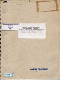 Laporan sisa stock mangan di Satarnani & Serise ex hasil aktivitas eksplorasi detail PT. Aneka Tambang (KP. DU. 153) Propinsi Nusa Tenggara Timur