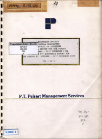 Purukcahu Project Central Kalimantan Republic of Indonesia Quarterly Report Fot The Period 1st January - 31st March 1990