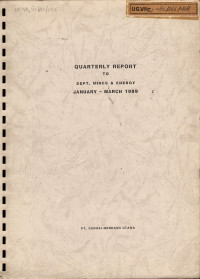 Quarterly report to Department of Mines and Energy January - March 1989