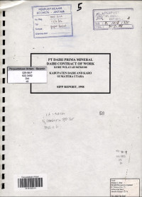 Dairi contract of work kode wilayah 96PK0108 Kabupaten Dairi and Karo Sumatera Utara SIPP Report 1998