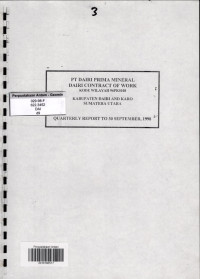 Dairi contract of work kode wilayah 96PK0108 Kabupaten Dairi and Karo Sumatera Utara : Quaterly report to 30 September, 1998