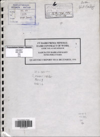Dairi contract of work kode wilayah 96PK0108 Kabupaten Dairi and Karo Sumatera Utara : Quaterly report to 31 December, 1998