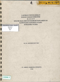 Laporan penyelidikan bahan galian industri kalsit Dolok Raja Ihutan Pangaribuan, Kabupaten Tapanuli Utara Sumatera Utara: PKL No. 2850/0045/OAT/1992