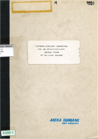 Laporan evaluasi sementara PKL No. 29/D-P/VII/1991 Daerah Tayan KP DU. 1144/KALBAR