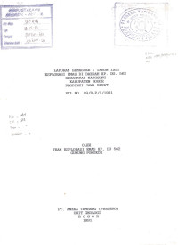 Laporan semester I tahun 1991 esplorasi emas di daerah KP. DU. 562 Kecamatan Nanggung Kabupaten Bogor Propinsi Jawa Barat: PKL NO. 09/D-P/I/1991