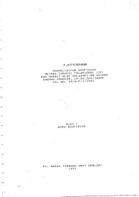 Laporan Penyelidikan geofisika metoda polarisasi (IP) dan Magnit blok Malasari -  GN. Astana daerah Pongkor, KP.DU.562/Jabar PKL. NO. 09/D-P/I/1991