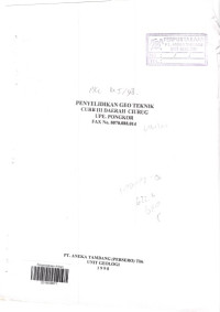 Penyelidikan Geoteknik CURB III daerah Ciurug UPE. Pongkor FAX No. 8070.088.014