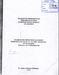Sejarah dan perkembangan pertambangan emas sekitar taman nasional GN. Halimun