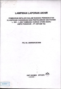 Lampiran Laporan akhir: Pemboran infilled dalam rangka peningkatan klasifikasi cadangan dan penyelidikan geoteknik L.500 - L.600 tambang Ciurug Utara baru UBPE Pongkor - PT Antam Tbk: PKL NO. 208/604/KUE/2008