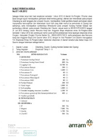 Surat perintah Kerja No. 07.1-06.2012 perihal: eksplorasi di daerah Cibanteng, Cisuren, Gudang Handak Selatan, dan Cipagiri.