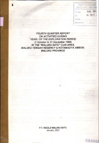 Fourth quarter report on activities during year 1 of the exploration period (1 october to 31 december 1999) in the 