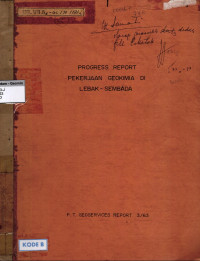 Progress report pekerjaan geokimia di Lebak - Sembada : PT. Geoservices Report 3/63