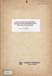 Laporan evaluasi sementara daerah Gunung Papandayan Dsk KP DU. 866, 955, 856/JABAR : PKL No. 15/D-P/22/1994