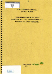 Pengukuran patok batas IUP daerah Pomalaa, kabupaten Kolaka, provinsi Sulawesi Tenggara: Surat Perintah kerja no. 07.2-06.2011