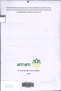 Resume potensi batu bara KP. PT Citra Budi Bina Makmur, Teluk Kepayang, desa Mangkalapi, kecamatan Kusan Hulu, kabupaten Tanah Bumbu, Kalimantan Selatan