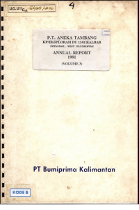 KP/eksplorasi DU 1141/Kalbar Ketapang, West Kalimantan annual report 1991 (volume 3)