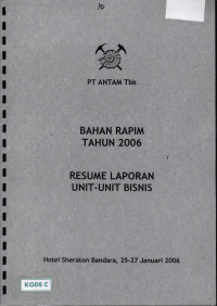 Bahan rapim tahun 2006: Resume laporan unit-unit bisnis Hotel Sheraton Bandara, 25-27 januari 2006