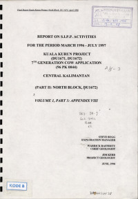 Report on S.I.P.P activities for the period march 1996 - july 1997: Kuala Kurun project (DU1671, DU1672) 7th generation cow application (96 PK 0044) Central Kalimantan (Part II: North Block, DU 1672) Volume 1, part 3: Appendix VIII