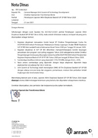 Nota dinas no. 057/O/00/2021 persetujuan laporan akhir eksplorasi bauksit IUP OP BEI tahun 2020