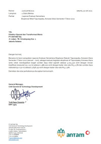 Nota dinas no. 117/12/UG/2021 laporan evaluasi sementara eksplorasi nikel Tapunopaka, Konawe Utara semester I tahun 2021