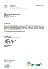 Nota dinas no. 115/12/UG/2021 laporan evaluasi sementara eksplorasi nikel Pomalaa semester I tahun 2021