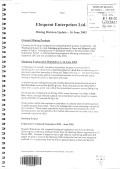 Eloquent Enterprises Ltd. Mining division update - 16 June 2003