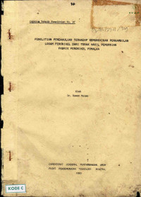 Laporan teknik penelitian nomor 07 tentang penelitian pendahuluan terhadap kemungkinan pengambilan logam feronikel dari terak hasil pemurnian pabrik feronikel Pomalaa