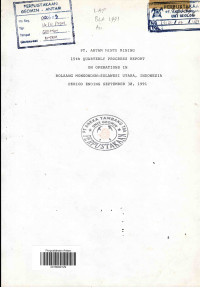 15th quarterly progress report on operations in Bolaang Mongondow - Sulawesi Utara, Indonesia period ending September 30, 1991