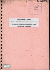 27th Quarterly Report On Gold-Copper Exploration DU 353 (Ex DU 317) Motomboto-Tombulilato, Sulawesi  Utara 12 February - 11 May 1995