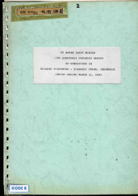 13th Quarterly Progress Report on Operations in Bolaang Mongondow - Sulawesi Utara, Indonesia: Period Ending March 31, 1991, PT Antam Lanut Mining