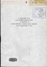 17th Quarterly Progress Report on Operations in Bolaang Mongondow - Sulawesi Utara, Indonesia: Period Ending March 31, 1992, PT Antam Lanut Mining