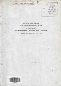 21th Quarterly Progress Report on Operations in Bolaang Mongondow - Sulawesi Utara, Indonesia: Period Ending March 31, 1993, PT Antam Lanut Mining