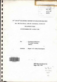 29th and 30th quarterly report on gold exploration DUs 356 (Taludaa) and 357 (Tapadaa) - EX DU 319 Sulawesi Utara 05 November - 04 May 1995