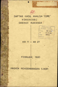Daftar hasil analisa 'core' koken (KR) daerah Rumanga: KR 11-KR 27