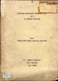 Laporan eksplorasi pemboran inti CPT. I di daerah Ciputer