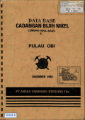 Data base cadangan bijih nikel Pulau Obi lembar Houl Sagu 3