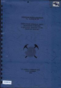 Perintah kerja lapangan no. 0.410.02.08.700 eksplorasi endapan nikel di daerah P. Obi dsk Kabupaten Maluku Utara Provinsi Maluku