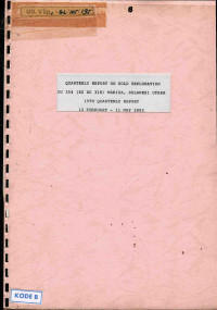 Quarterly report on gold exploration DU 354 (EX DU 318) Marisa, Sulawesi Utara 15th quarterly report: 12 February - 11 May 1992