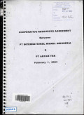 Cooperative resources agreement between PT International Nickel Indonesia & PT Antam Tbk February 1, 2003