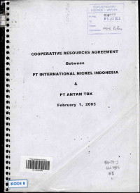 Cooperative resources agreement between PT International Nickel Indonesia & PT Antam Tbk February 1, 2003