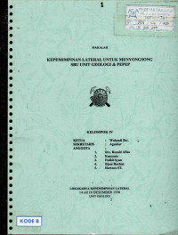 Makalah kepemimpinan lateral untuk menyongsong SBU unit Geologi & Pepep