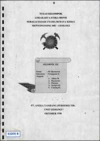 Tugas kelompok lokakarya etika bisnis sebagai dasar utama budaya kerja menyongsong SBU - Geologi