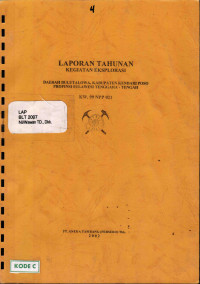 Laporan tahunan kegiatan eksplorasi Daerah Bulutalowa, Kabutapaten Kendari Poso Propinsi Sulawesi Tenggara-Tengah KW. 99 NPP 021