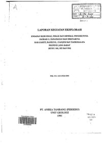 Laporan kegiatan eksplorasi endapan bijih emas, perak, dan mineral pengikutnya Daerah Gn. Papandayan dan sekitarnya Kab. Garut, Bandung, Cianjur, dan Tasikmalaya Provinsi Jawa Barat (KP.DU. 866, dan 956) PKL No. 15/D-P/22/1994