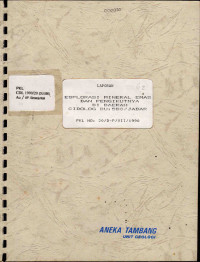 Laporan Eksplorasi Mineral Emas dan Pengikutnya di Daerah Cidolog DU 580/Jabar: PKL No. 20/D-P/VII/1990