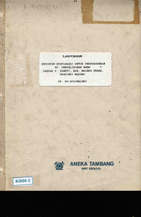 Laporan Kegiatan Eksplorasi Untuk Perpanjangan KP Penyelidikan Umum Daerah P. Taneti, Kab. Maluku Utara, Propinsi Maluku KP. DU-403/Maluku
