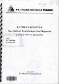 Laporan kegiatan penyelidikan pendahuluan dan eksplorasi (28 April 1994 - 31 Maret 1999)