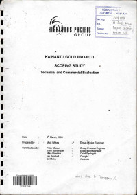 Kainantu gold project scoping study: technical and commercial evaluation